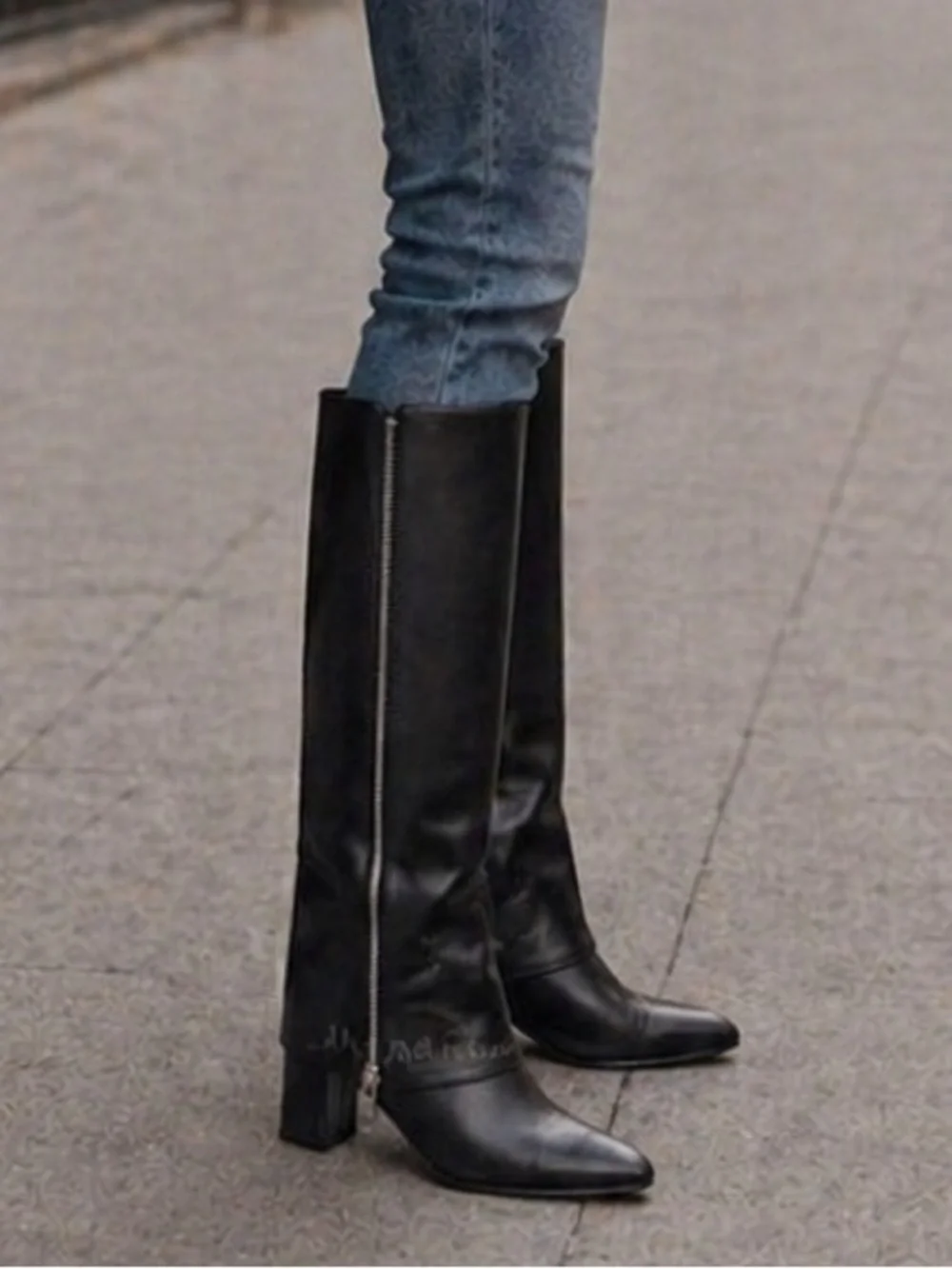 Scoop Black Knee-High Block Heel Boots | Dual Side Zippers | Women’s 8 | NWT